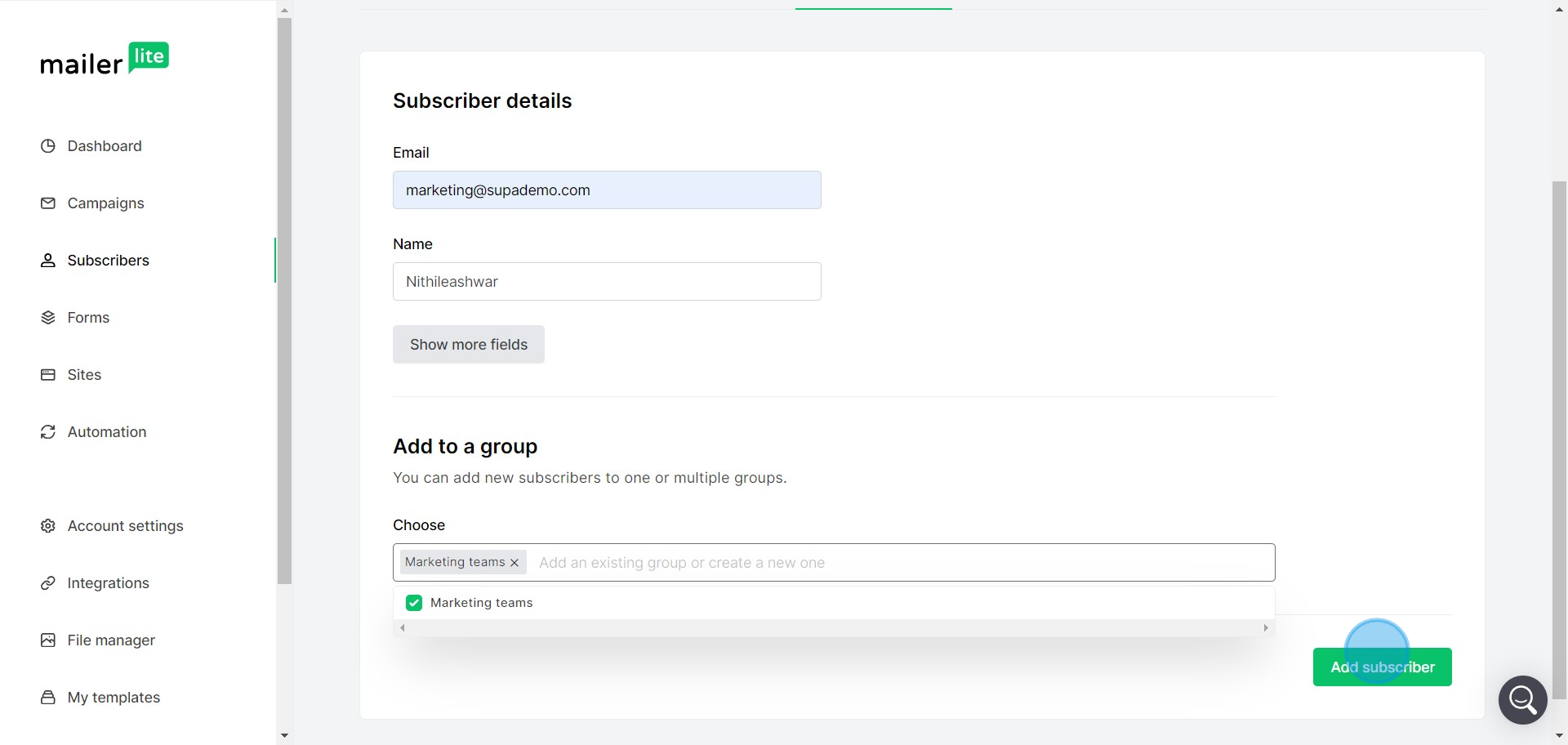 6 Click on "Add to a group..."
