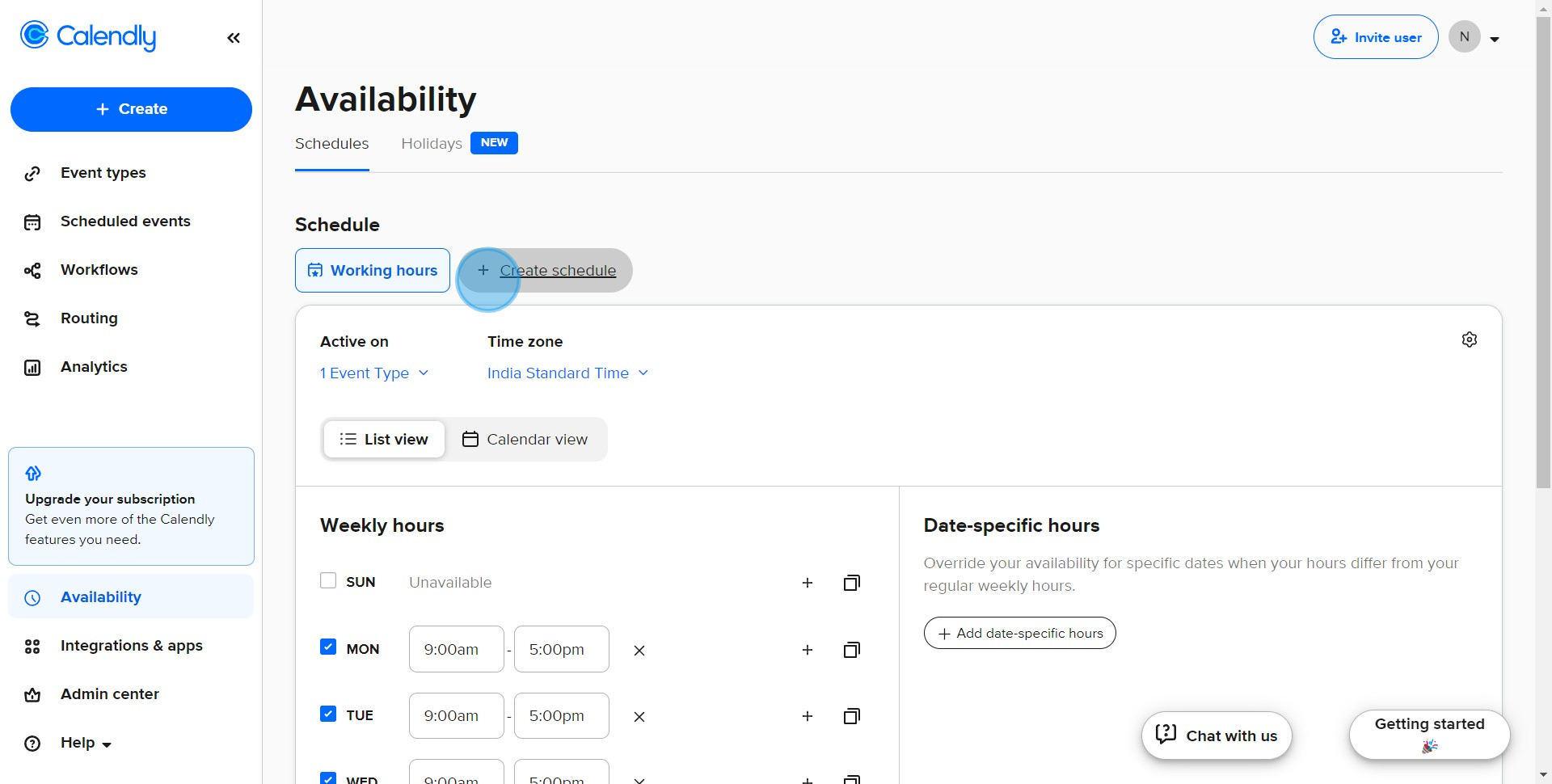 2 Click on "Create schedule"