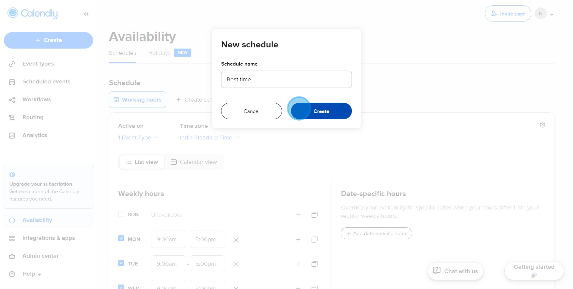 3 Click on "Create"