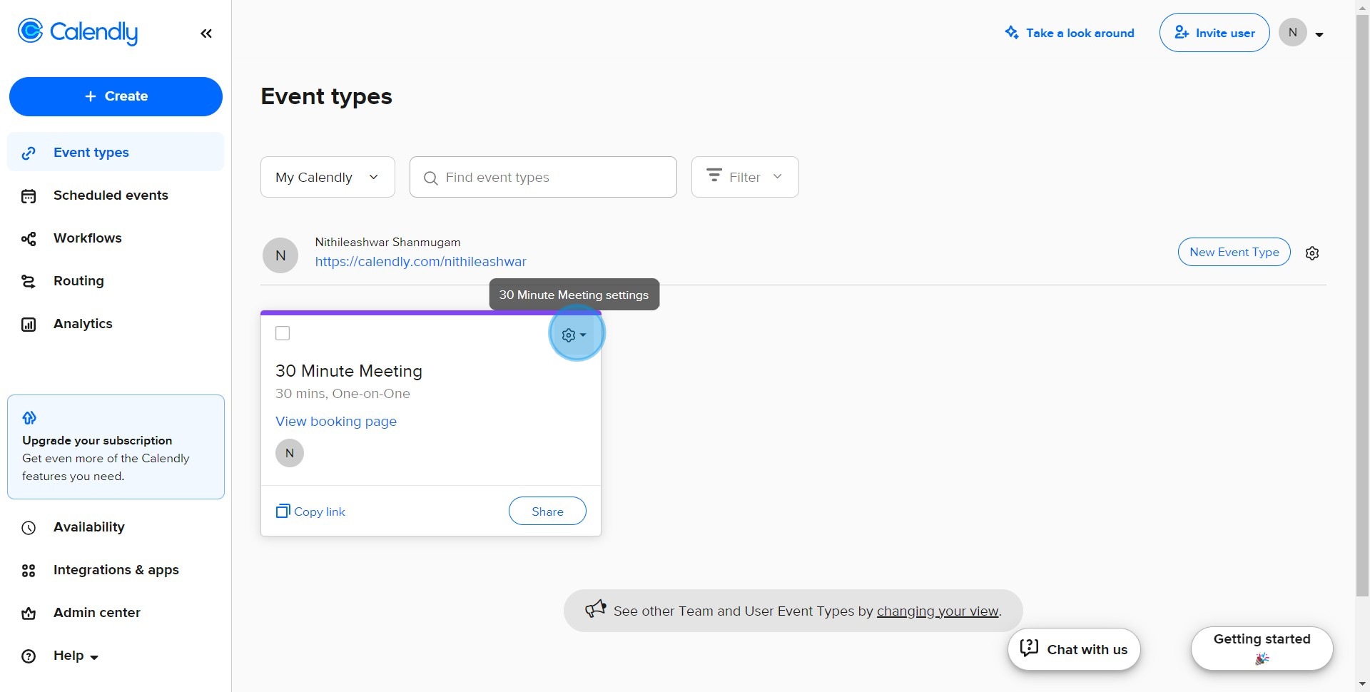 1 Click on "30 Minute Meeting settings"