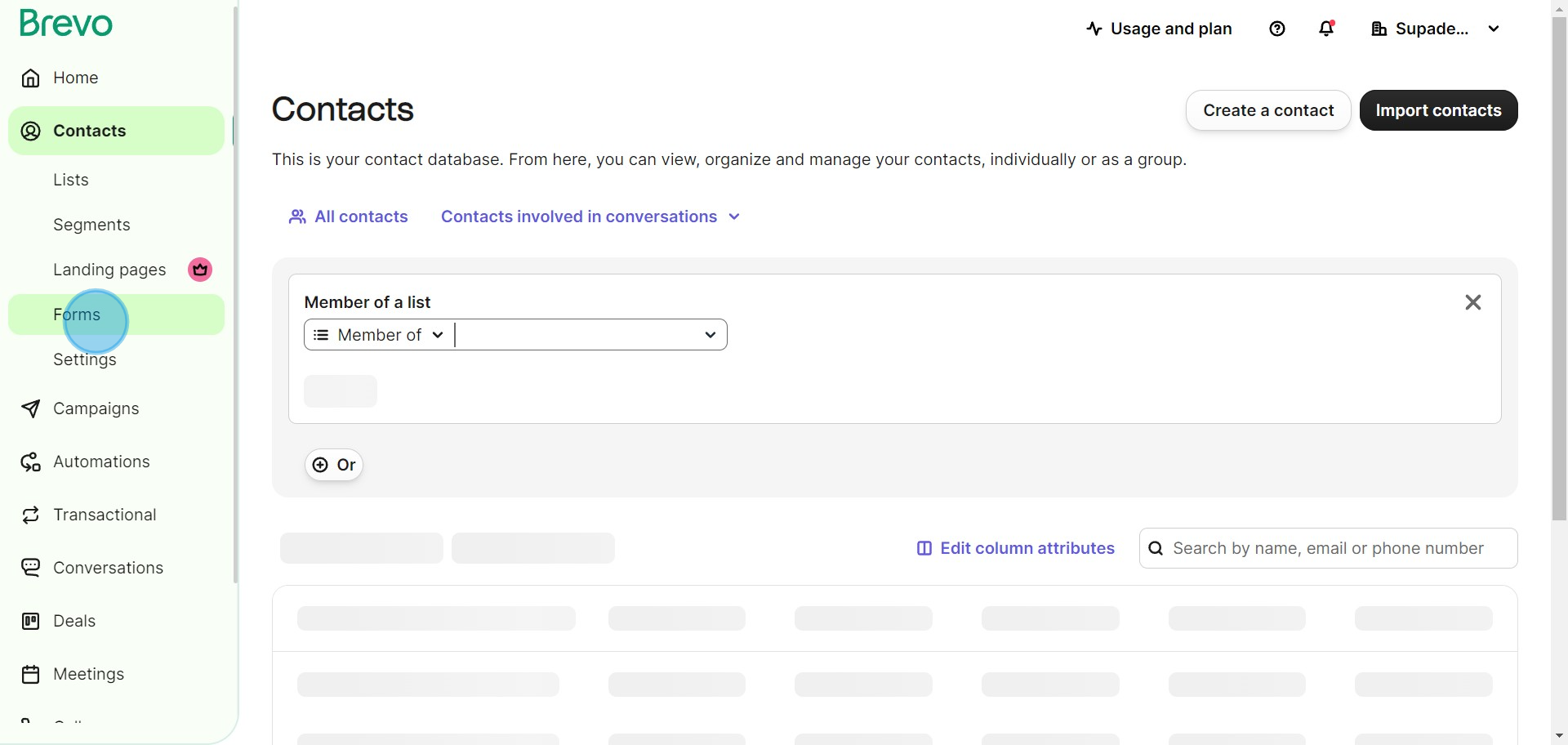 2 Click on "Forms"