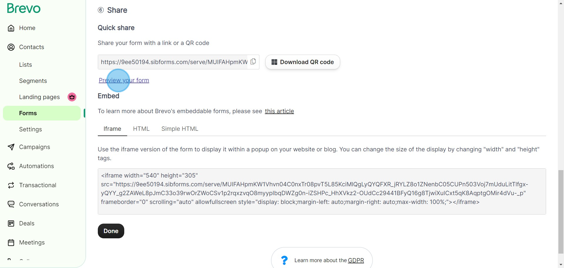 13 Click on "Preview your form"