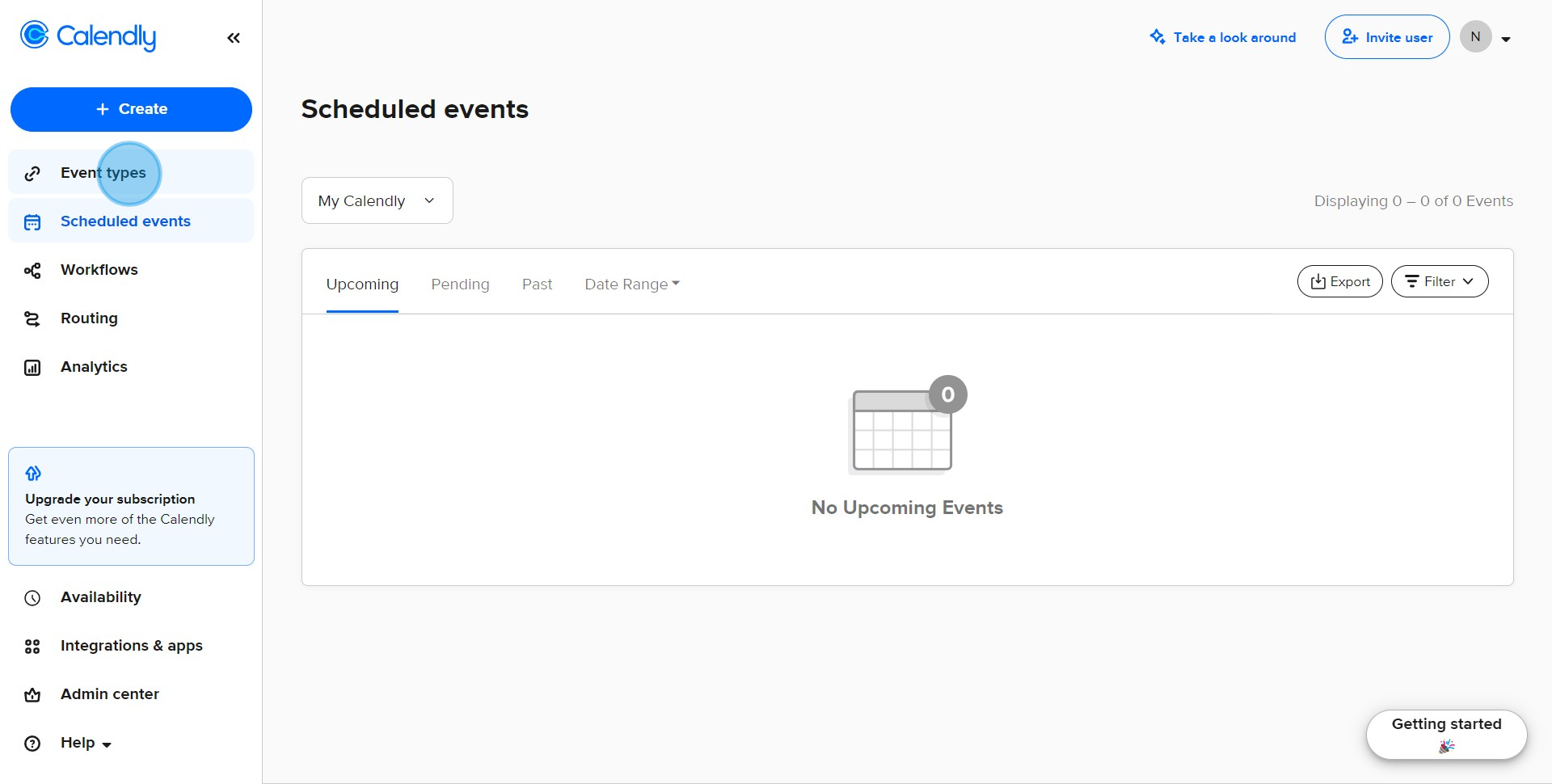 1 Click on "Event types"