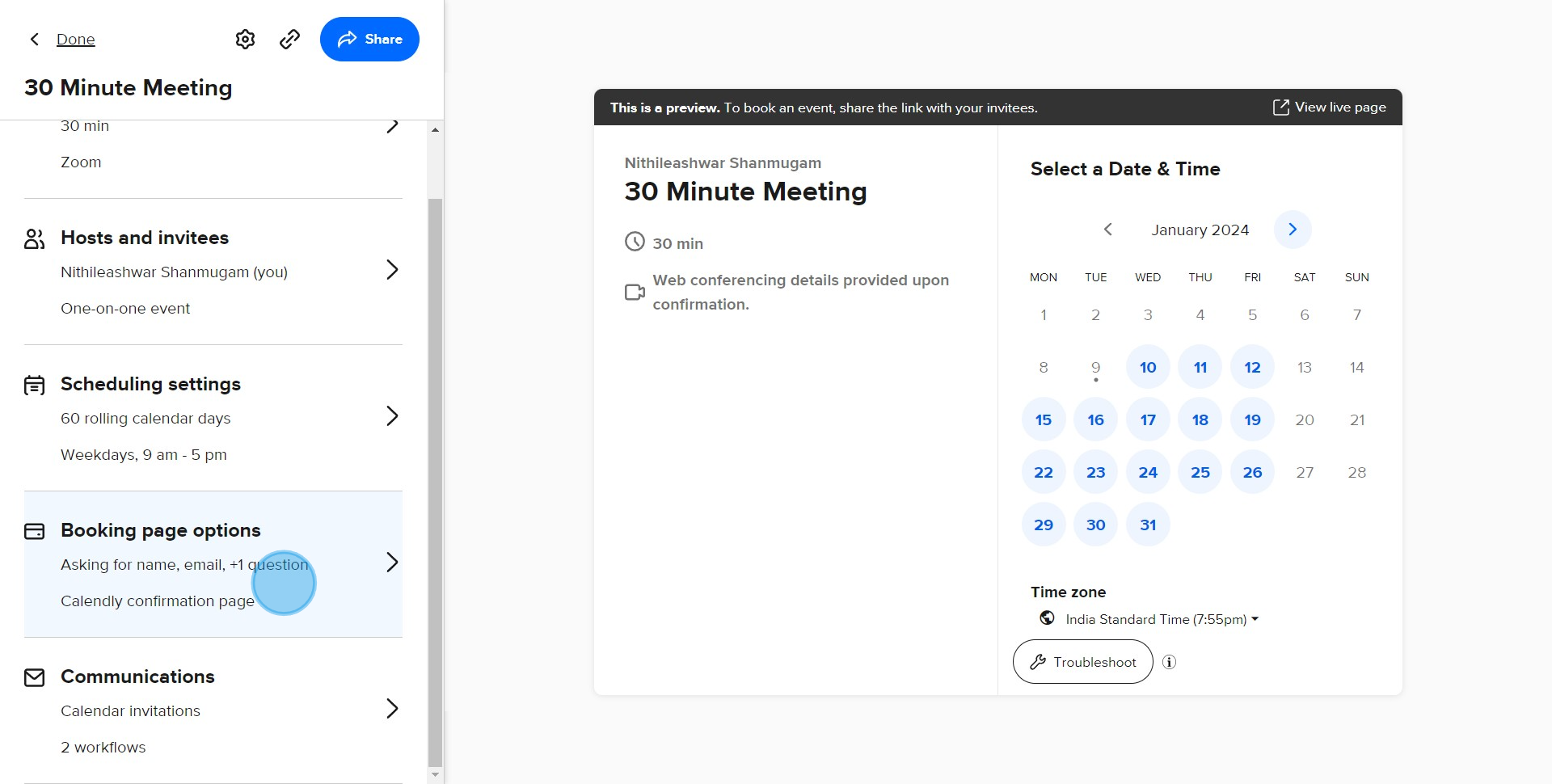 4 Click on "Asking for name, email, +1 question"