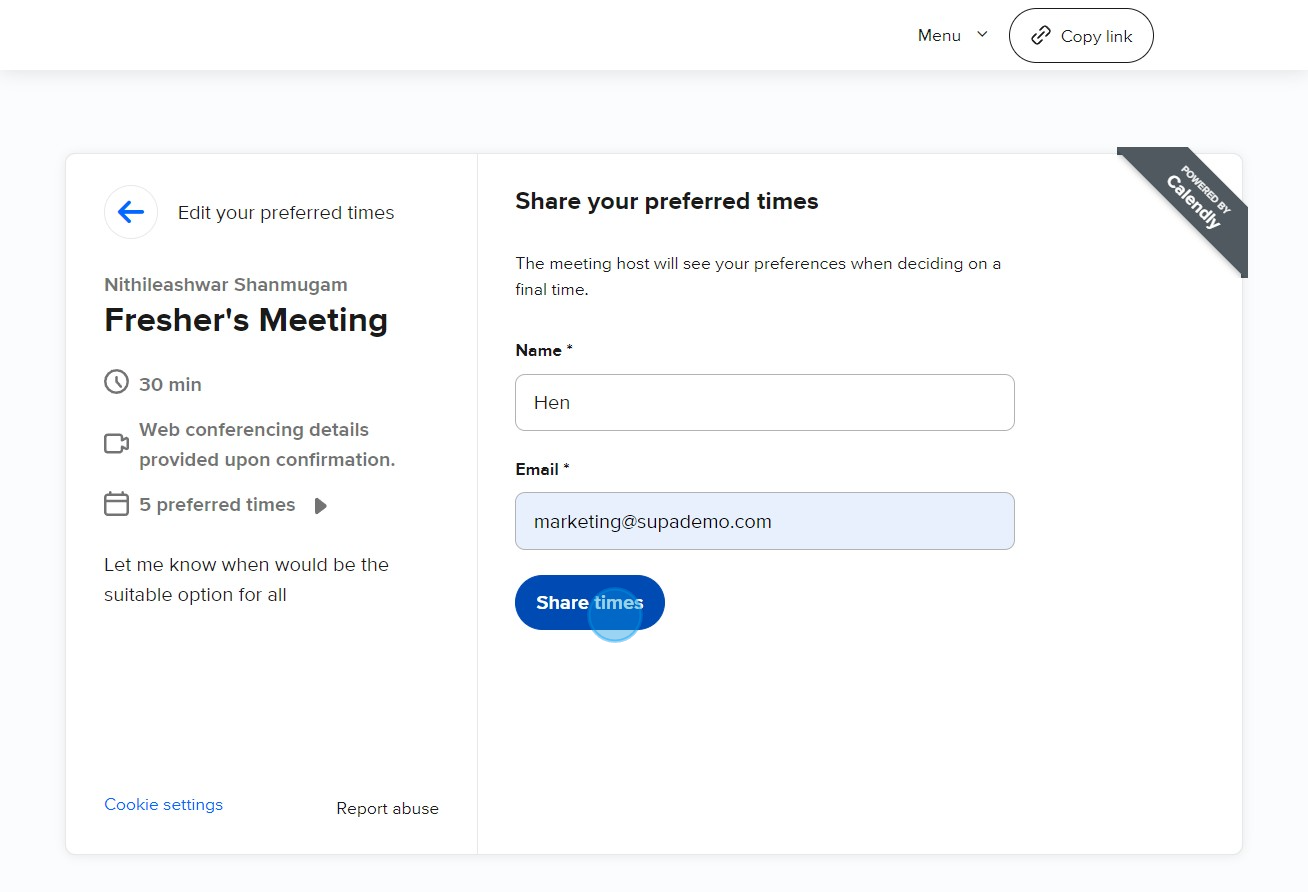 10 Click on "Share times"