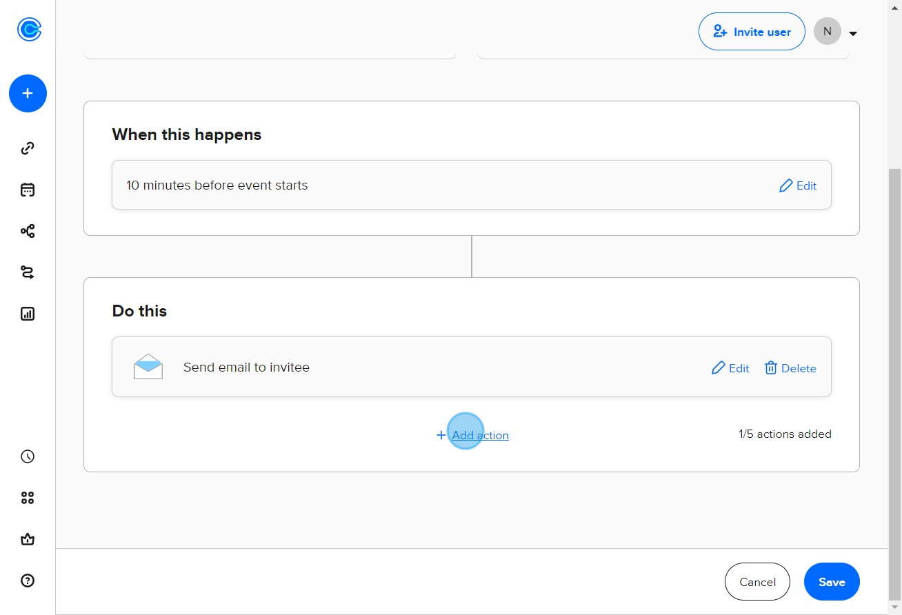 9 Click on "Add action"