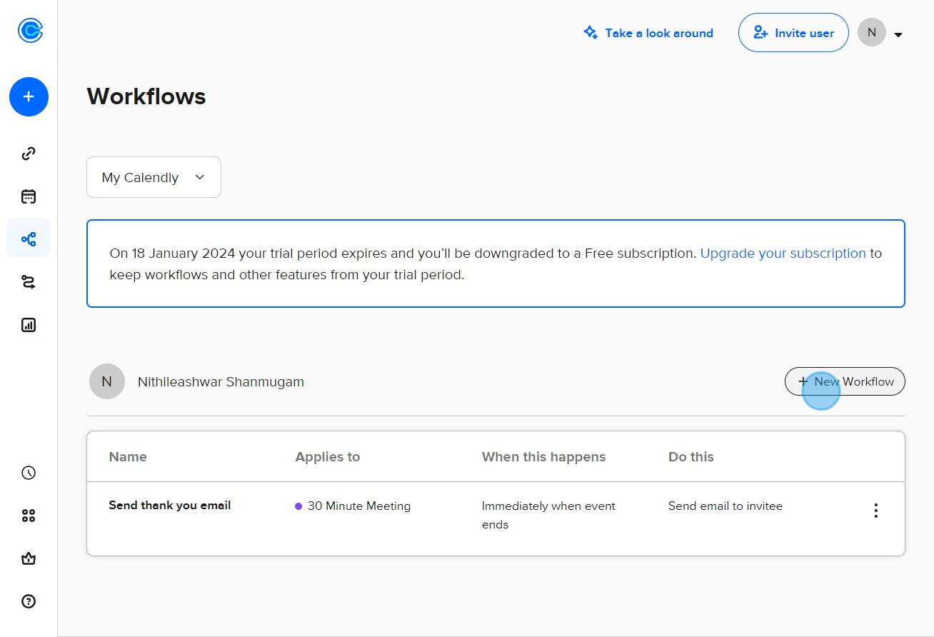 7 Click on "New Workflow"