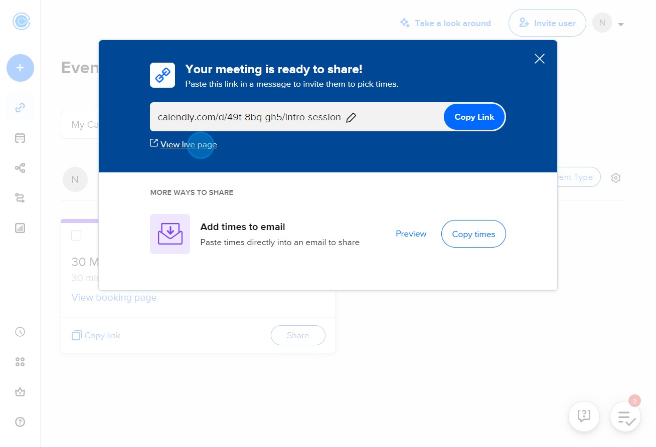 8 Click on "View live page"