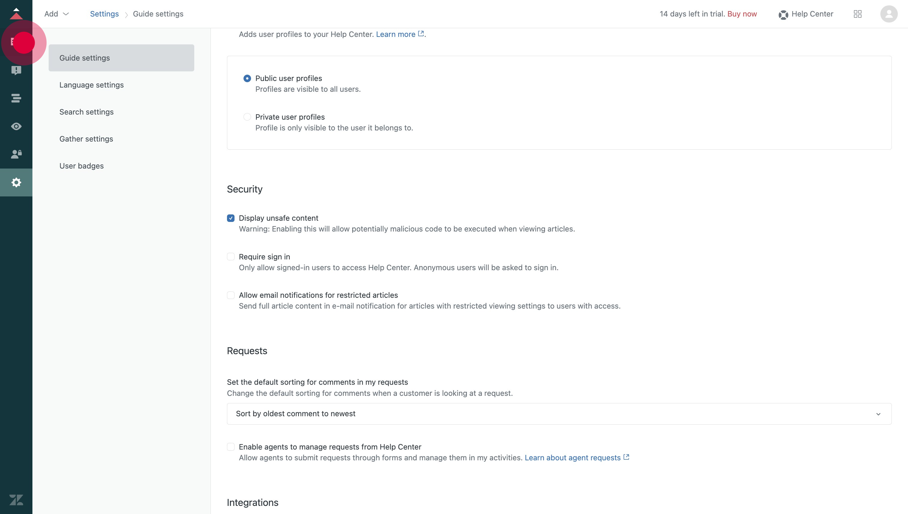4 Click on "Manage articles"