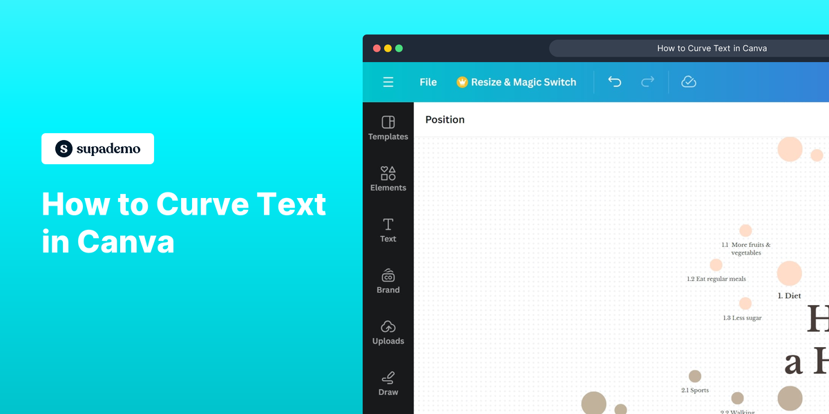 How to curve text in Canva