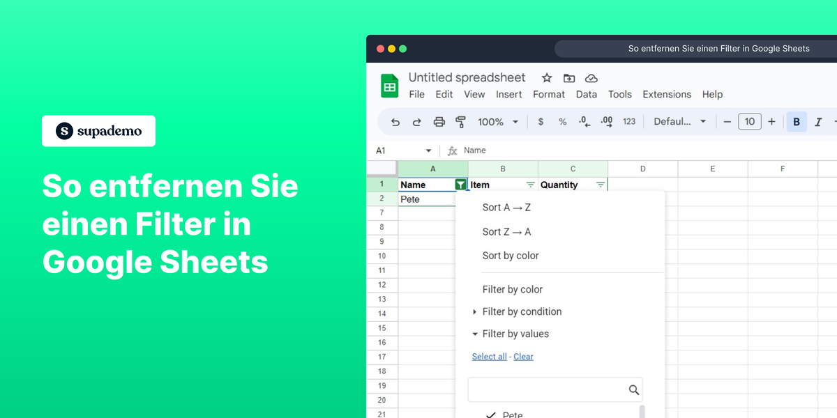 So entfernen Sie einen Filter in Google Sheets