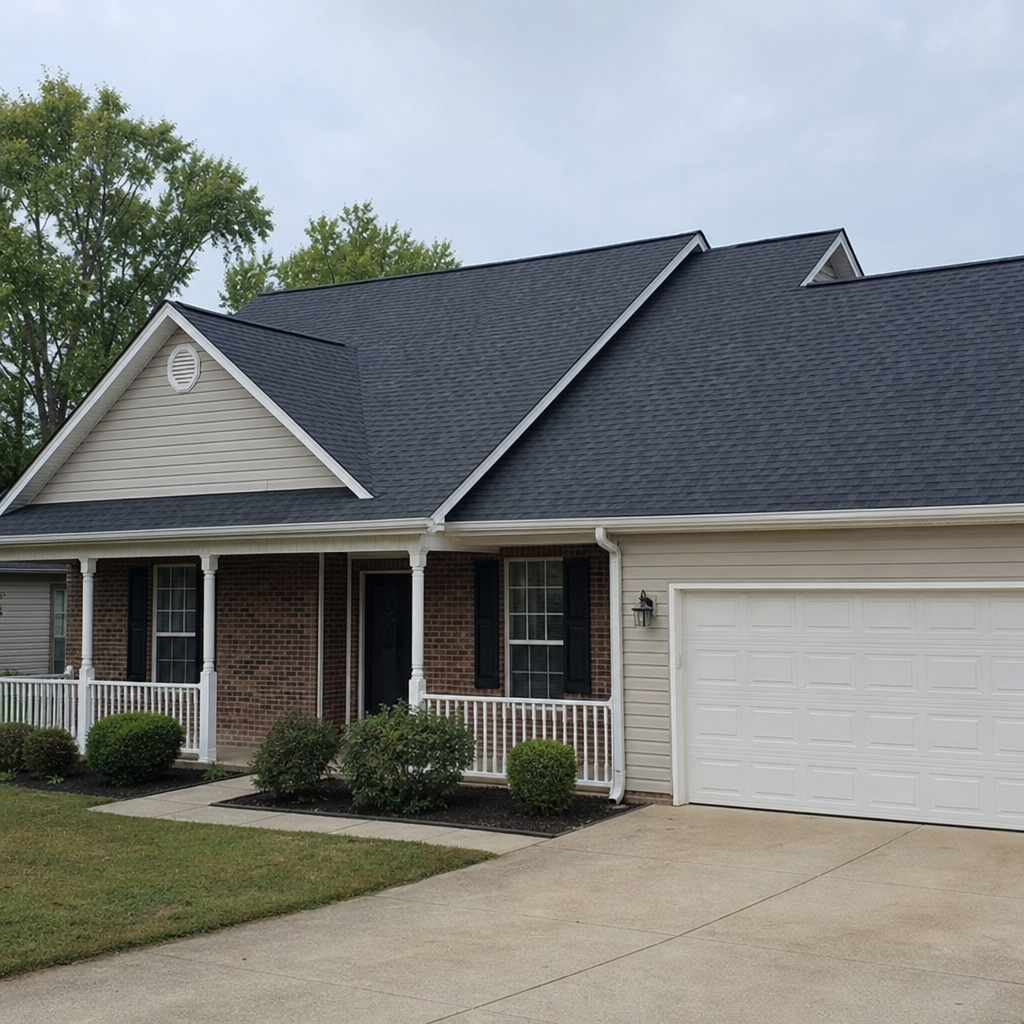 home with newly installed architectural asphalt shingles