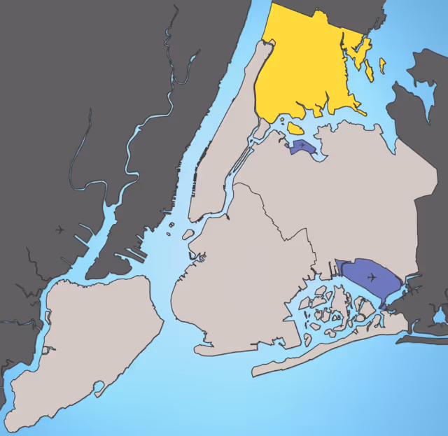 Carte des quartiers du Bronx