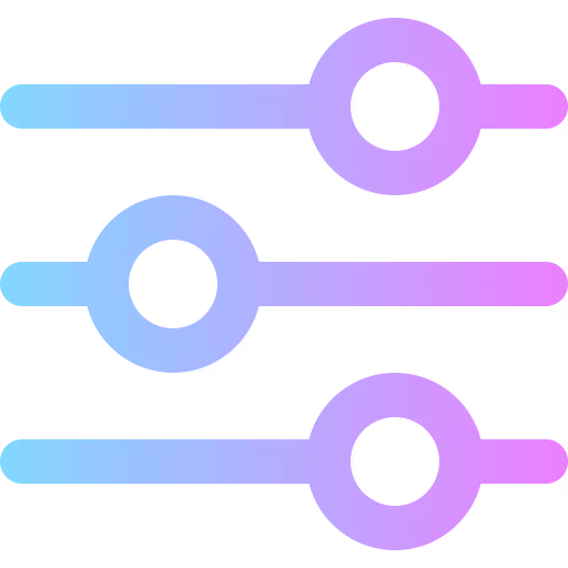 Icona di impostazioni con tre cursori orizzontali, che rappresenta personalizzazione e controllo.