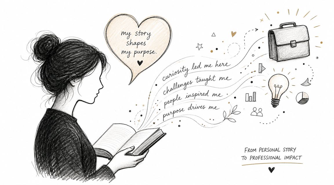 A line-art drawing of a woman reading a book with symbols of professional growth and inspiration flowing out.