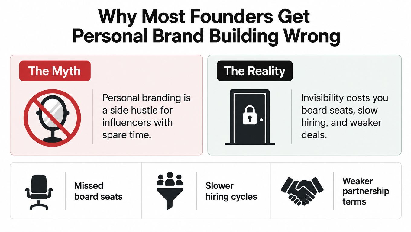 A comparison chart showing the myth that personal branding is for influencers versus the reality of lost opportunities.