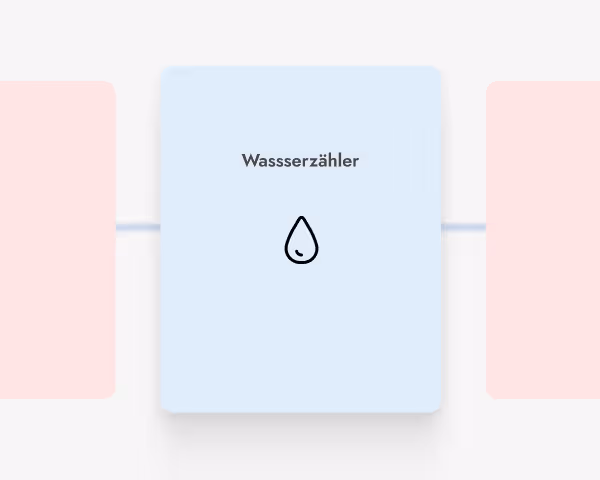 Wasserzähler-Illustration mit Tropfensymbol, symbolisiert rechtssichere, transparente Nebenkostenabrechnung durch eges