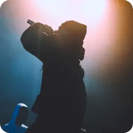 man with microphone