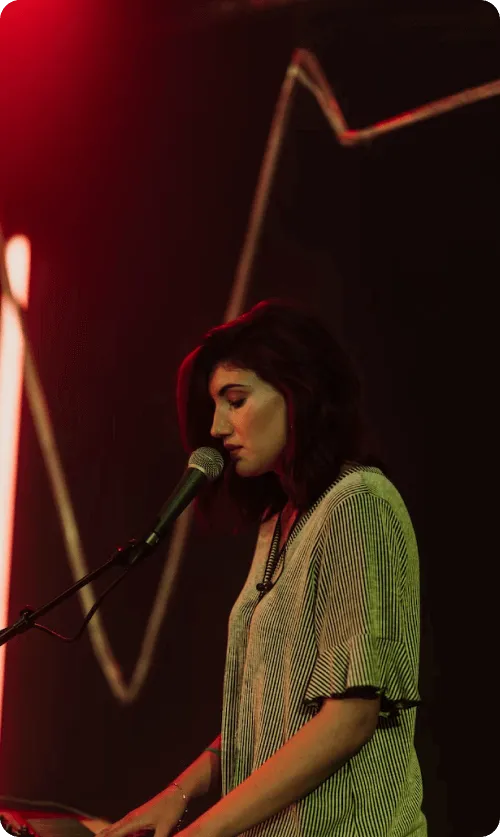 woman with microphone