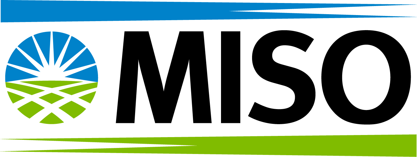 Logo with a stylized sun over green fields and the text MISO Transmission Planning.