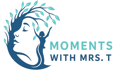 Moments With Mrs. T logo — a face with flourishing trees symbolizing growth, balance, and great mental health in Cuyahoga County.