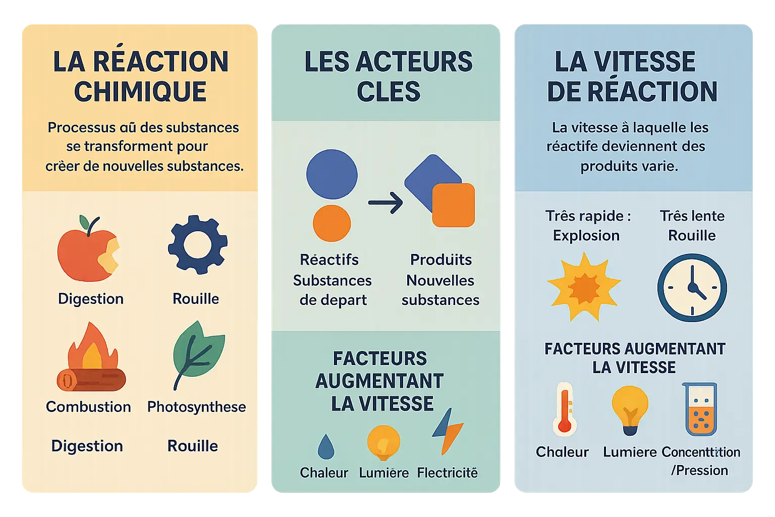 Illustration d'une réaction chimique avec des molécules