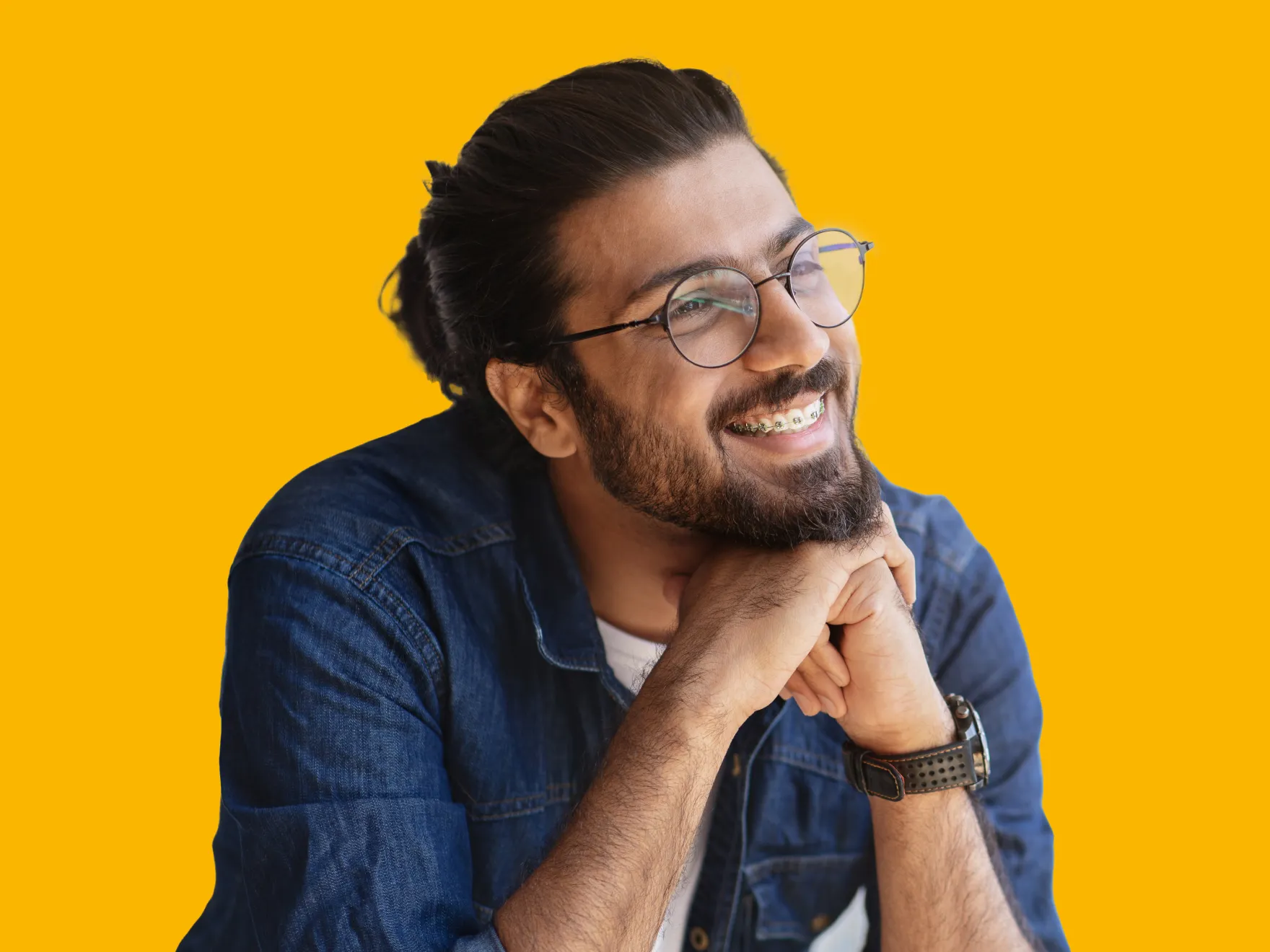 man with braces smiling