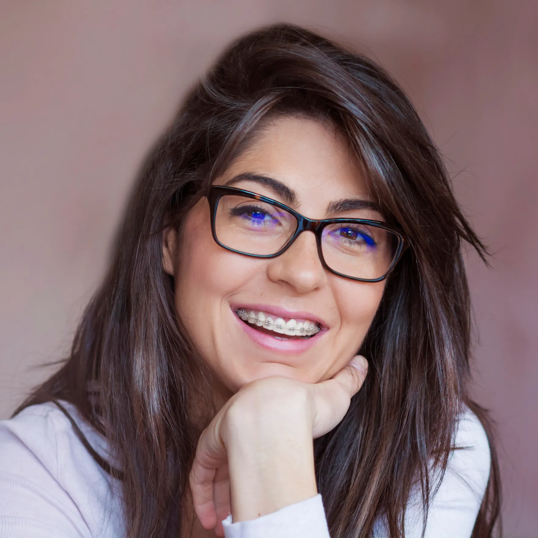 woman with braces smiling
