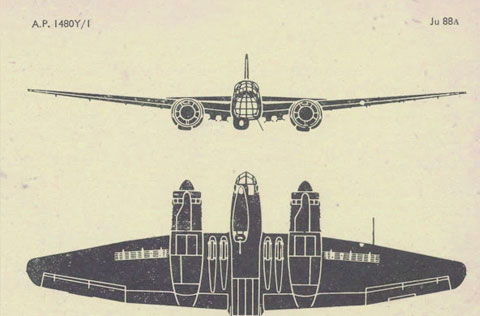 Air ministry recognition image of a JU-88