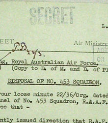 Disposal of the far east formation of 453 Squadron