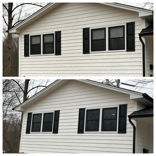 Before and after window tint of a home