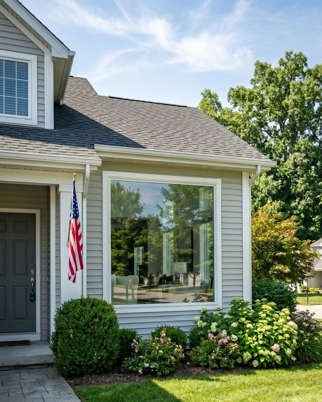 A finished window tint on a home