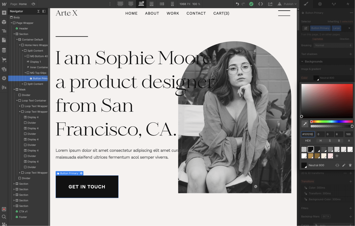 Colors - Arte X Webflow Template