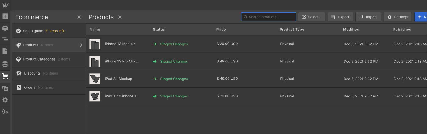 eCommerce Collection - Arte X Webflow Template