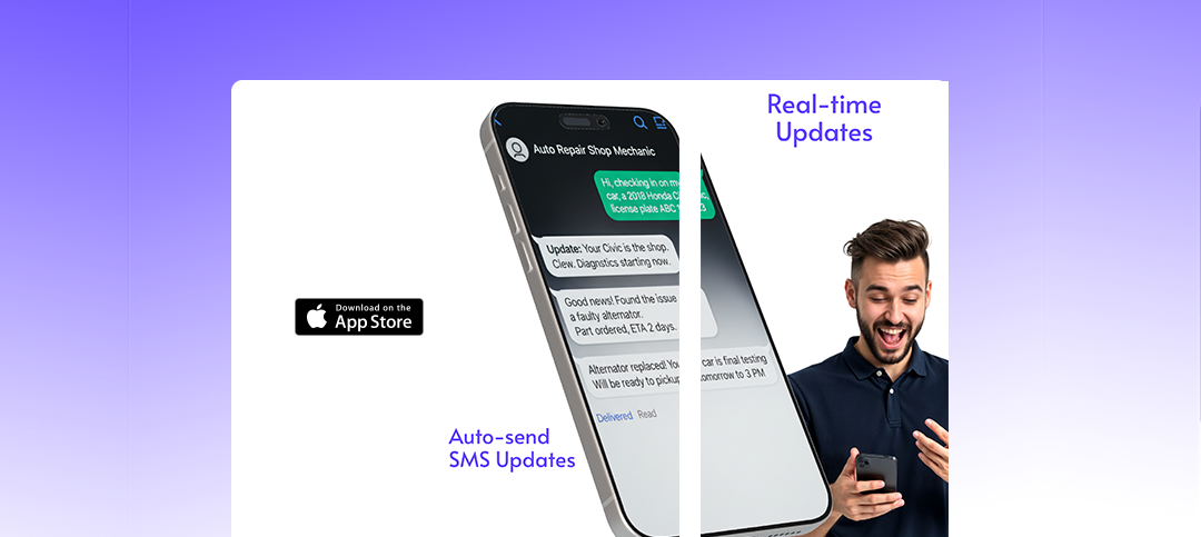 Detailing business using automated SMS updates for customer experience