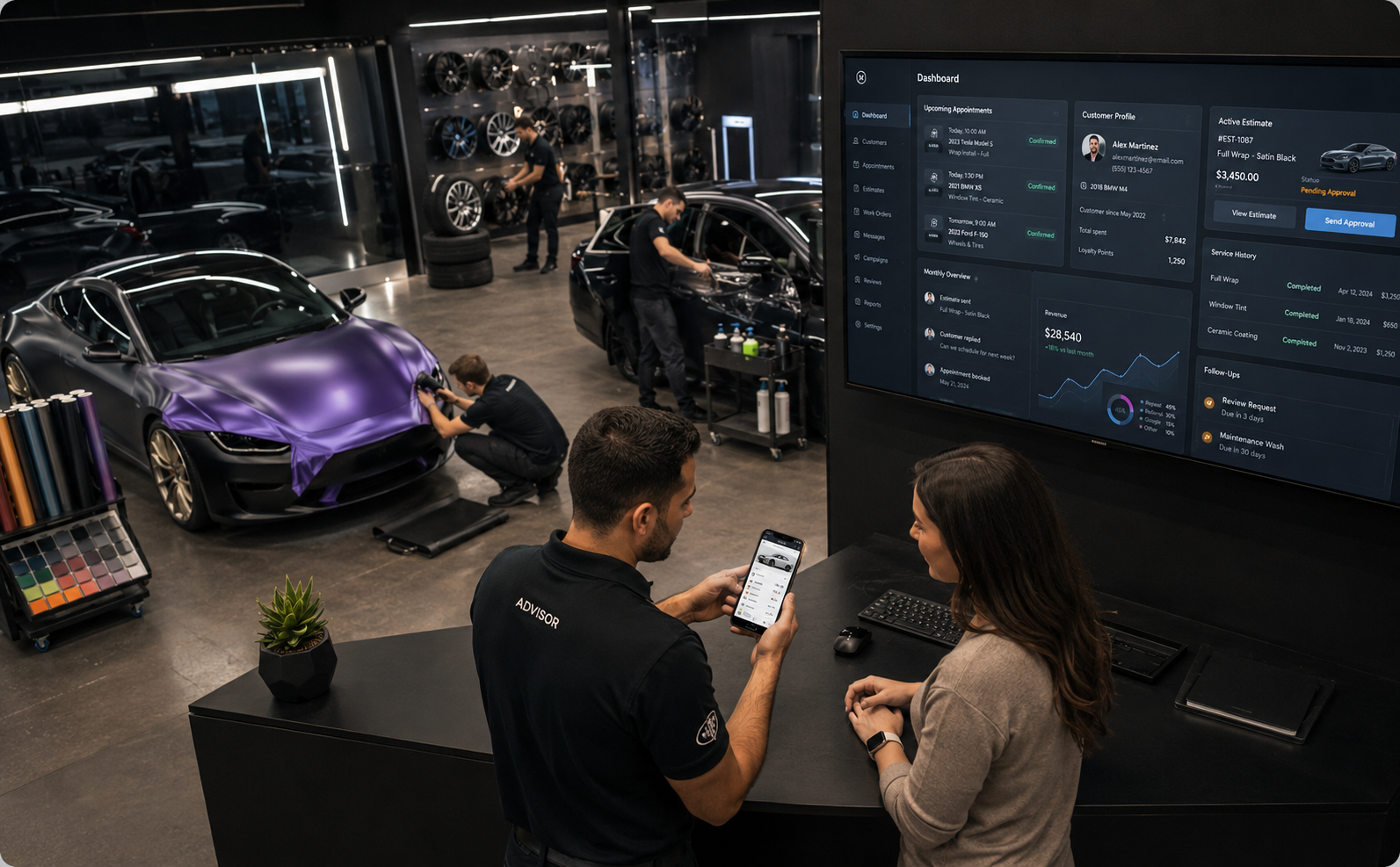 How a CRM and Mobile App Work Together for Wrap, Tint, and Tire Shops