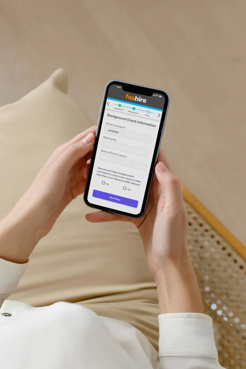 Worker completing onboarding in the FoxHire Worker Portal on a phone