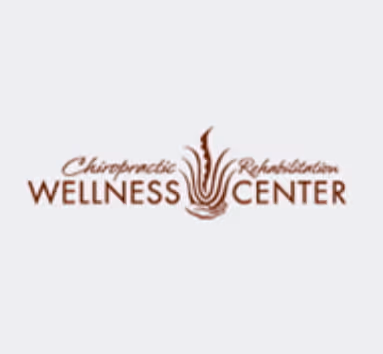 Logo for Chiropractic Rehabilitation Wellness Center featuring stylized spine graphic.
