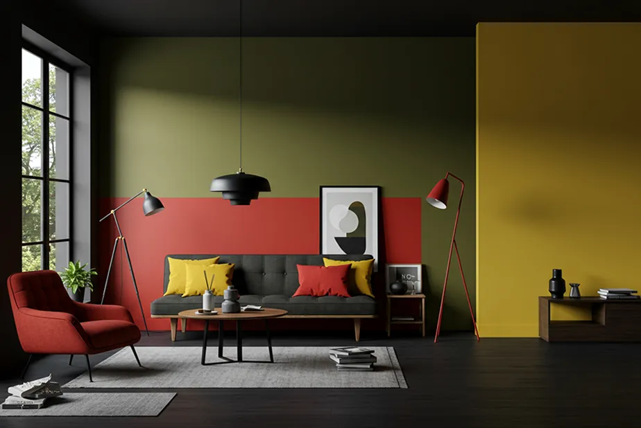 Modern Yellow & Red living room