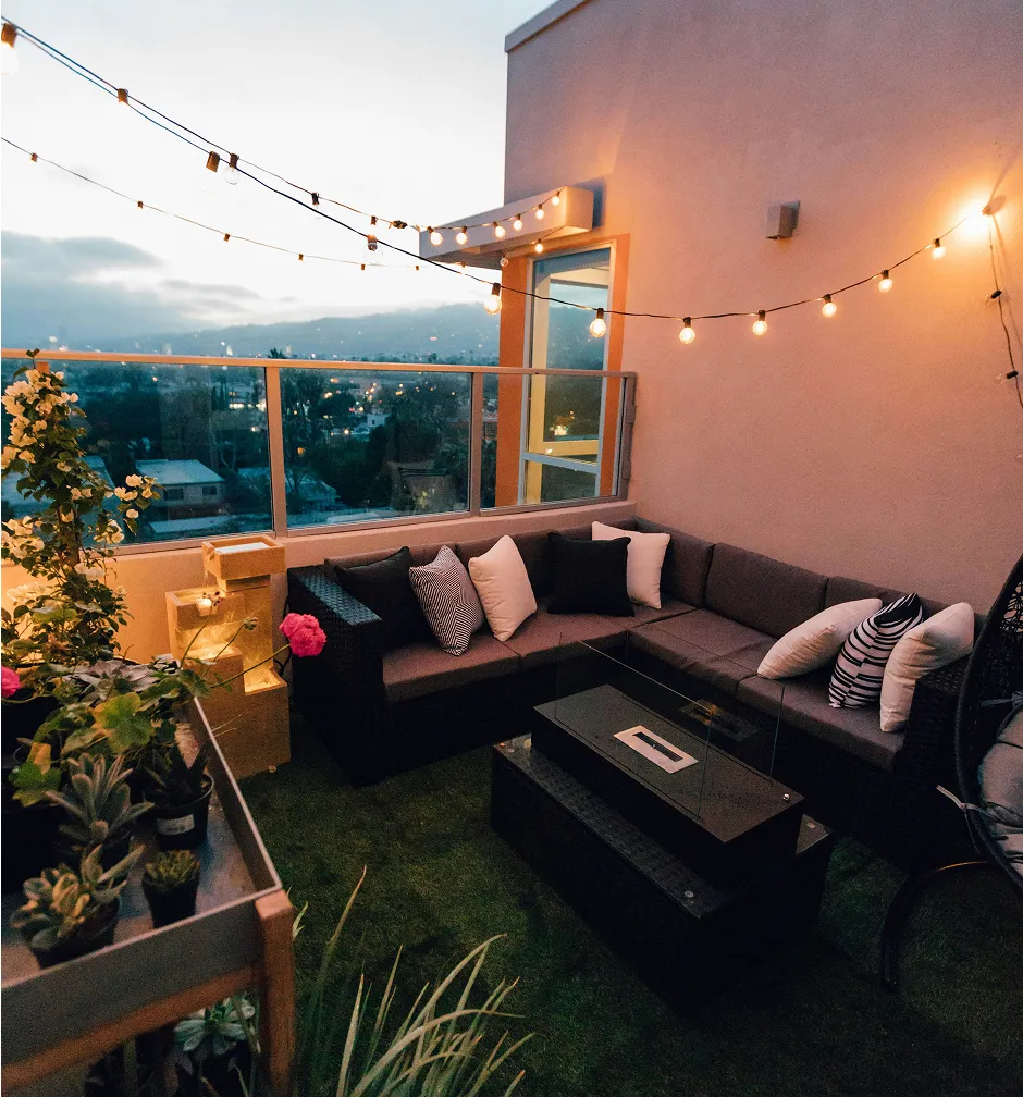 Nice and cozy balcony with a city view