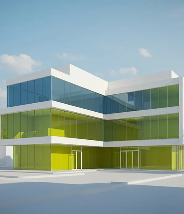 futuristic building & sketch of a hotel