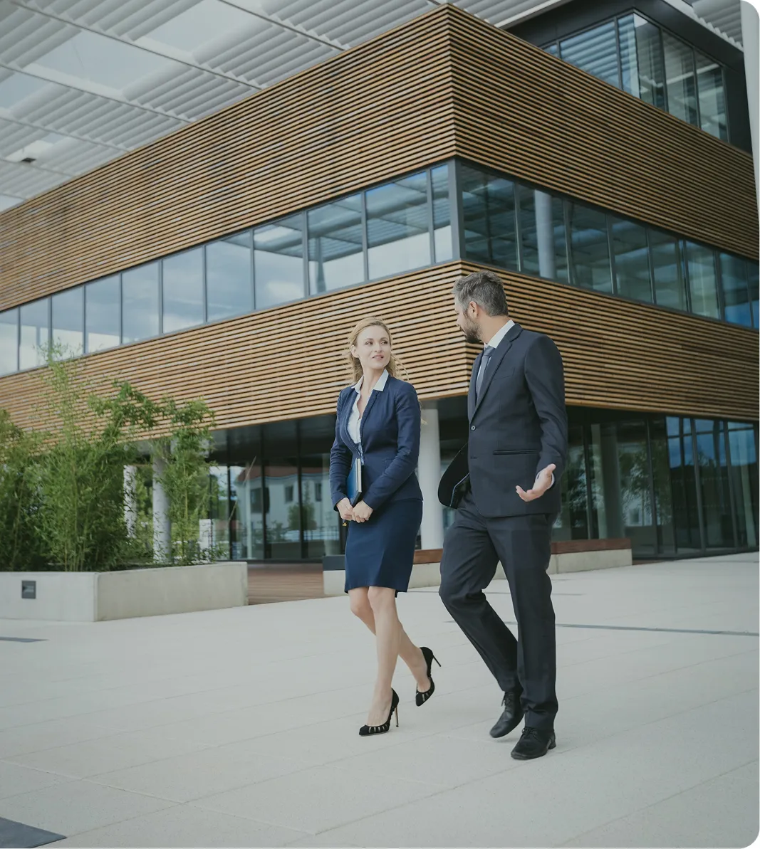 Business man and business woman in a conversation