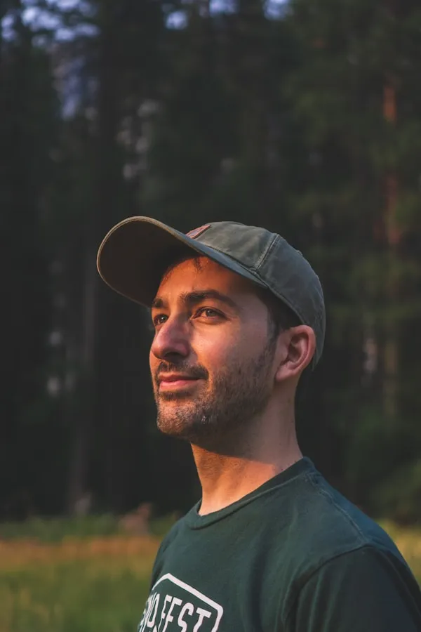 A man standing in the woods