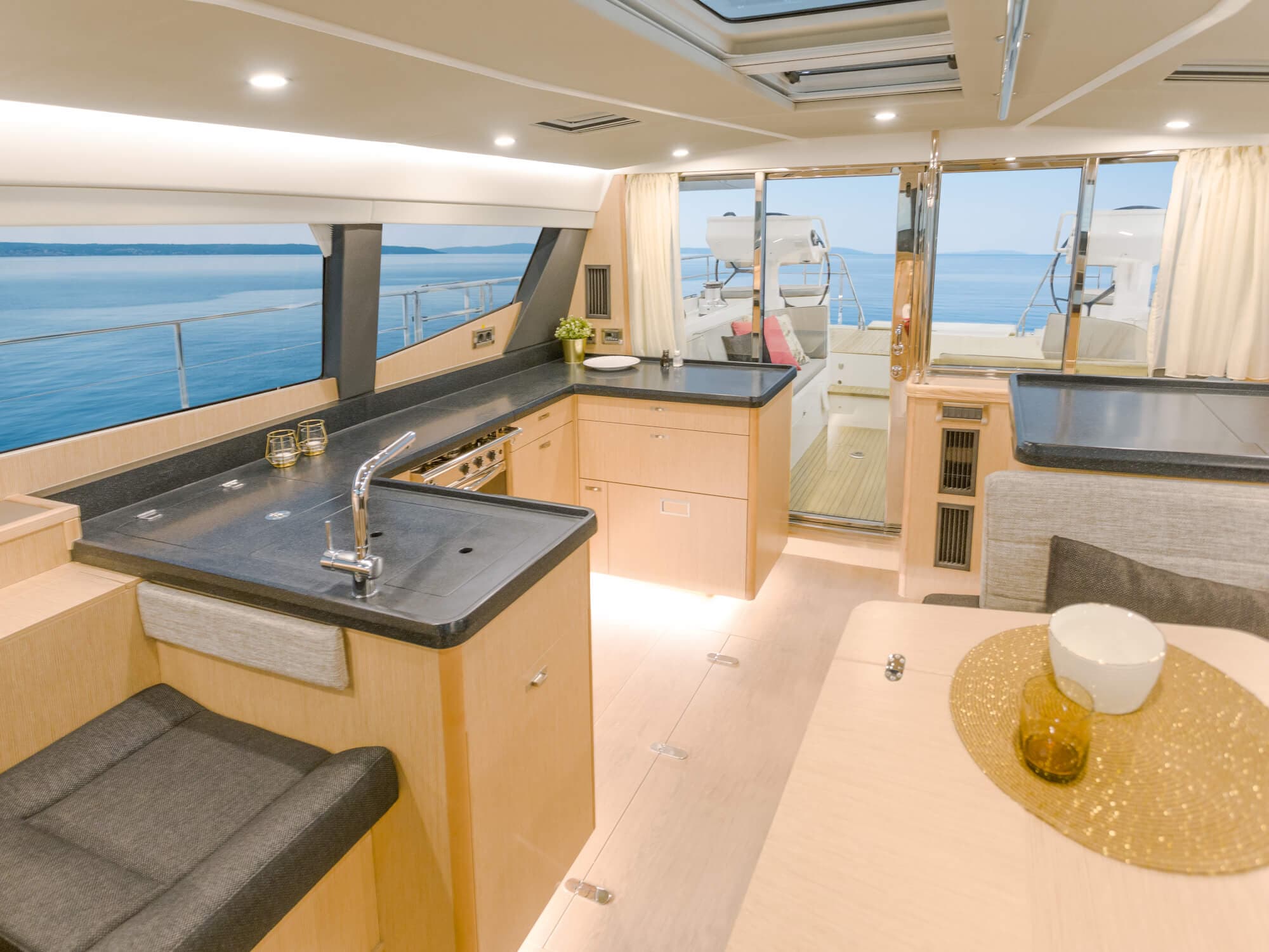 Moody 54 yacht cockpit and deck