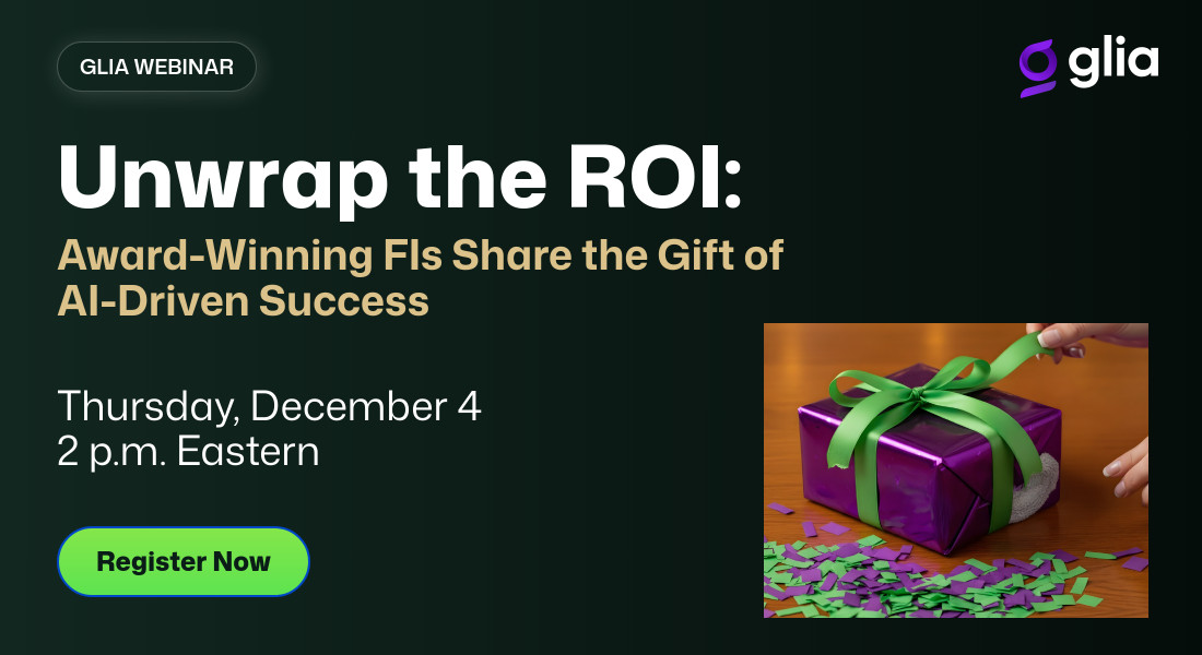 Webinar invite titled 'Unwrap the ROI' featuring a gift box with a green ribbon. Scheduled for Thursday, December 4 at 2 p.m. Eastern. Register button included.