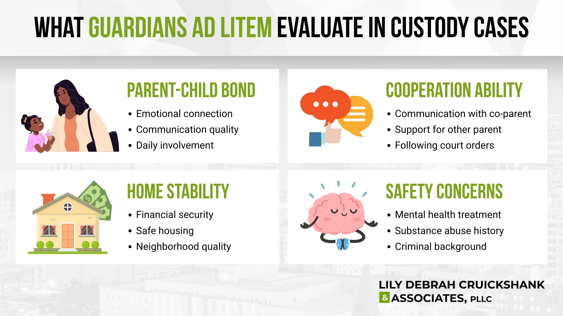 What do guardian ad litems look for?