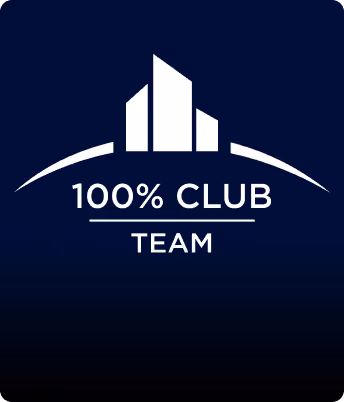 white award on blue background with the words "platinum club team" underneath