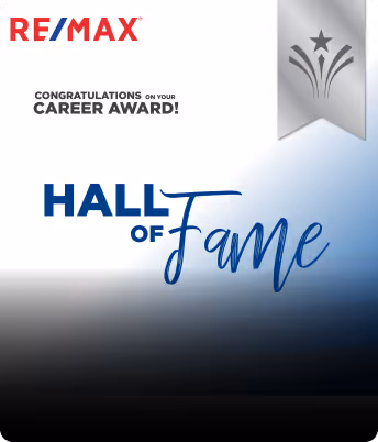 remax, hall of fame career award plaque