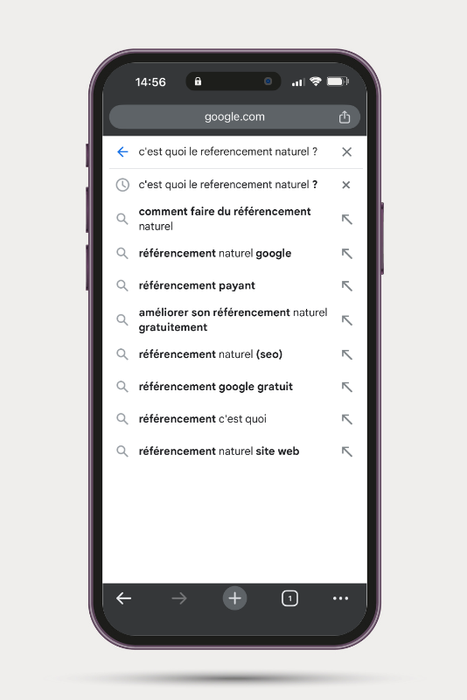 téléphone portable avec une recherche locale sur google