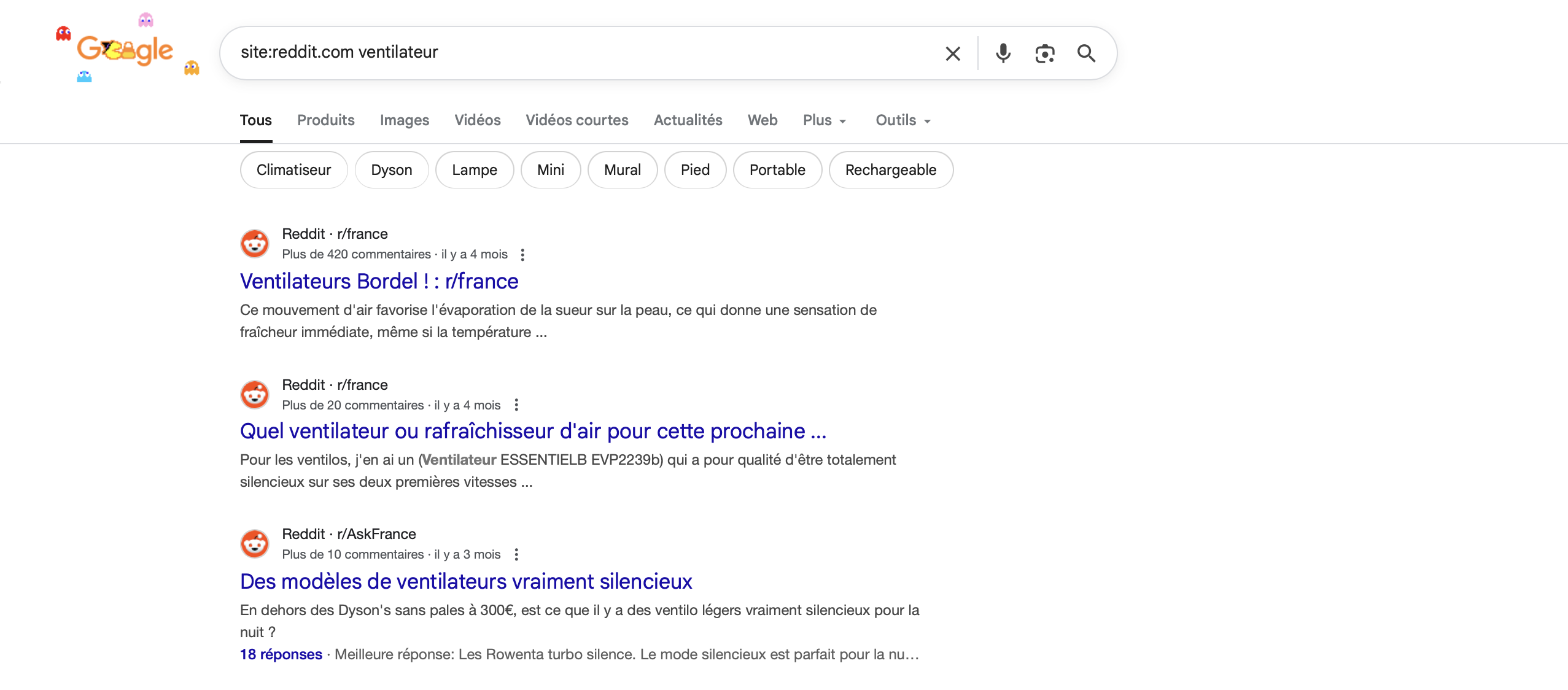 capture d'écran d'une recherche avec la commande site: sur la serp